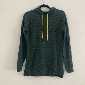 Title Nine 100% Merino Wool Sweater Hoodie Green Outdoors Granola Layers Small